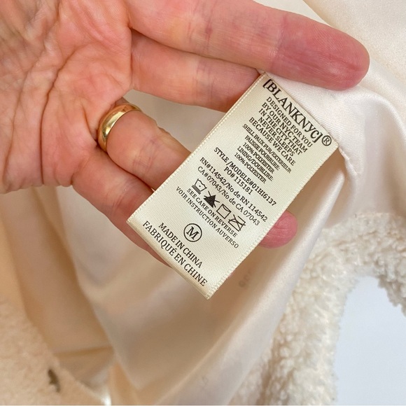 Blank NYC Sherpa Shacket Shirt Jacket Women Size Medium Cream Chunky BlankNYC - Picture 8 of 15